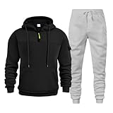 Generisch Zweiteiliges Set mit Kapuzenpullover und Hose für Herren im Herbst und Winter Formeller Anzug (Black, M)