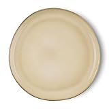 Onader Teller 6er set, 26,5cm Speiseteller Steingut, Unregelmäßig Rund Kuchenteller Porzellan, Geschirr Essteller zum Servieren, Anti-Kratzer & Mikrowellenfest – Reaktives Sandfarbenes Khaki