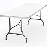Casaria® Gartentisch Klappbar 220x70 cm für 10 Personen Buffettisch Kunststoff Stabil Tragegriff Klapptisch Leichter Aufbau Weiß Partytisch Esstisch