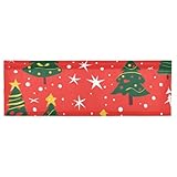 Fenstervolant mit Weihnachtsbäumen auf rotem Hintergrund, verstellbar, 137 x 45 cm, Kellerfenstervorhänge für Badezimmer, Wohnzimmer, Wohnzimmer