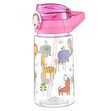 Toyhood Kinder Trinkflasche mit Strohhalm, 500ml Auslaufsichere Trinkflasche für Schule Kinder Wasserflaschen Tritan Sport Wasserflasche Trinkflasche Auslaufsicher für Kinder Jungen Mädchen (Style-D)