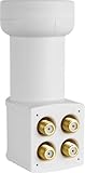 Megasat HD-Profi Quattro LNB – Universal-LNB (für Betrieb an Multischalter, 0,1 dB, vergoldete Anschlüsse, Wetterschutz) – Weiß
