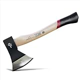 siwitec Holzaxt SH-100, Axt mit Hickory-Stiel und C45 Carbon Klinge, Länge: 40,5 cm, Kopfgewicht: 1000 g, Spaltaxt Holz, Universalaxt, Beil