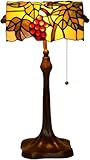 Liekkasy Stil Buntglas Banker Schreibtischlampe, Traubenmustertischlampe mit 10 Zoll breitem Lampenschirm zum Lesen von Arbeiten, 17 Zoll groß Innovate