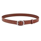 HYYZZC Modischer Ledergürtel für Damen, dekorativer Jeans-Anzuggürtel, weicher Gürtel, silberne Schnalle, schwarz-brauner Gürtel für Damen, Karamellfarbe, 115 cm