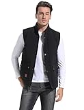 PEHMEA Herren Outdoor Gepolsterte Puffer Weste Winter Warm Sherpa Gefüttert Safari Arbeitswesten - Schwarz - Mittel