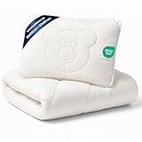 Baby Bettdecke und Kissen Kinderdecke 90x120 cm - Kinderbettdecke Kinder Bettdecken Set und Decke für Kleinkind Babybett Mikrofaser Weiß Oeko-Tex-Zertifikat