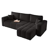 GREKPOL Sofa mit Schlaffunktion 145x248 - Schwarz Ecksofa mit Schlaffunktion und Bettkasten - Sofa 3 Sitzer - Schlafsofa - Couch - Schlafsofa mit Bettkasten