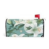 Weiße Magnolien-Blumen und Blätter, dekorative Briefkastenabdeckung für Herbst, einzigartige magnetische Briefkastenabdeckung, Weihnachts-Standardgröße, Para Buzon