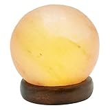 GLOBO Tischleuchte Salzkristall Salzkristalllampe Holzsockel Tischlampe Holz Salzstein Dekoleuchte, USB, LED 5W, DxH 8,9x10,2 cm