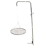 Edelstahlrohr Grillgalgen + 70 cm Edelstahl Premium-Grillrost, nur 10 mm lichter Stababstand, Gartengrill, Grill Schwenkgrill Geschenk Geburtstag
