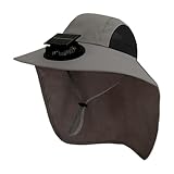 Générique Hut mit Solarventilatoren | Hut mit Solarventilator, Unisex, wiederaufladbar, USB, wasserdicht, mit Nackenschutz für Wandern, Strand, Garten, Angeln