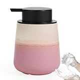 Autumnlife Seifenspender Schaum Spülmittelspender Rosa Schaumseifenspender mit Groß Pumpenkopf, 350 ml Nachfüllbarer Keramik Seifenspender Soap Dispenser für Küche, Bad