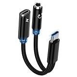 USB C auf 3,5mm Klinke Kopfhörer Adapter und Laden,2-in-1 Type C auf 3.5mm Klinke Adapter,USB C zu Schnellladung Aux Audio für Samsung S25 S24 A54 A53 A34 A23 A33 A14 S23 S22 S21 S20,Google Pixel 8
