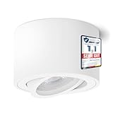 linovum SMOL LED Aufbauleuchte matt weiß - flach & schwenkbar - Aufbaustrahler inkl. wechselbarem LED Modul 4W warmweiß 230V