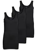 ONLY 3er Pack Damen Basic Tops Tank Top schwarz lang 15201465 (L, Schwarz (Black))