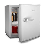 Klarstein Irene 46L Retro Mini-Kühlschrank - Leiser 37 dB Kleiner Kühlschrank Mit Einstellbarem Thermostat, Energieeffizient, Mini Kühlschrank Für Büros, Studentenzimmer, Weiß