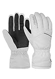 Reusch Marisa garantiert Winddichte, extra atmungsaktive und warme Winterhandschuhe Fingerhandschuhe Schneehandschuhe Skihandschuhe für Damen mit Langer Stulpe, White/Silver, 7