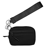 Handgelenktasche, Schlüsselanhänger, Geldbörse, Kreditkartenetui, wasserdicht, Nylon, Kreditkartenetui, kompaktes Kartenetui mit Reißverschluss, mit Handschlaufe für Damen, Herren, Kinder, Schwarz