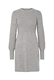 b.young BYNonina Damen Kleid Strickkleid Feinstrickkleid mit Puffärmel Rippbündchen Rundhals A-Linie, Größe:XS, Farbe:Mid Grey Melange (200455)