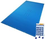 VOUNOT® Poolabdeckung Rechteckig 4x9m, Pool Abdeckplane PE 160g/m², Wasserdicht UV-beständig Reißfest, Doppelte Poolplane mit DIY-Drainagelöchern & Aluminiumösen, für Aufstellpools, Dunkelblau