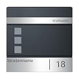 SONGMICS Briefkasten personalisiert, mit Namensschild, Hausnummernschild, Postkasten, Zeitungsfach, Sichtfenster, Schloss, modern, einfache Montage, anthrazit-silbern GMB081G01