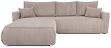 BROMARKT Sofa mit Schlaffunktion Couch L polsterreiniger Sofa Bettkasten Schlafsofa für Wohnzimmer Couch freistehend Havana Relaxsofa 3 sitzer 270x173x80 cm Beige