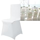 TANYEAR Stuhlhussen Stretch, 100 Stück Universell Stuhlbezüge, Stretchhussen Moderne Hochzeit für Dekoration Geburtstagsfeier Hochzeiten, Stuhldekoration, Weiß