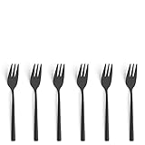 Beckmann & Rommerskirchen VISTA PVD Kuchengabel Set, 6-teilig, Schwarz, 18/10 Edelstahl, Schwarze Kuchengabeln 6 Stück, Dessertgabel Set, Kleine Gabeln für Kuchen, Dessert und Gebäck