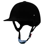 Kalastussaari Reiter Helm, Samt Reithut, verstellbare Schwarze Stoff Sporthelme mit ABS -Liner und Kinngurt für Männer Frauen Kinder