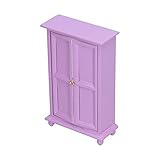 Ghzste Puppenhaus Miniaturmöbel Miniatur Kleiderschrank, Birkenholz Mini Puppenschrank Spielzeug, Lila für Rollenspiele, Ornament Dekor