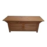 Gartenbox Wasserdicht Sitzbank mit Doppeltüren 120 x 42 x 45 cm, Aufbewahrungsbox Garten Holz Große Speicherkapazität, für Balkon und Kleine Flächen