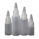 AEJHSIN Squeeze Bottle 4 Stück 10 ML/20 ML, 30 ML/50 leere Kleberflaschen aus PE-Kunststoff mit aufschraubbaren Deckeln, Quetschflaschen for Flüssigtinte und Öl Kappe(20ML)