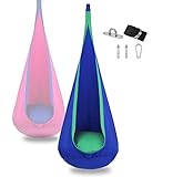 OYE Kinder Pod Schaukel Hängeschaukel für Kinder, Hängesitz mit Sitzkissen, Hängehöhle inkl. Haken für drinnen und draußen (Blue)