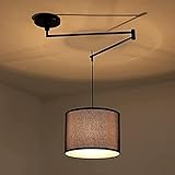 BarcelonaLED Deckenleuchte mit Gelenk, elegant, 60 W, mit schwenkbarem Arm und Lampenschirm aus schwarzem Stoff, mit Fassung für LED-Leuchtmittel E27, für modernes Wohnzimmer, Esszimmer