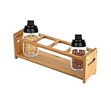 Ölbehälter-Ständer aus Holz – 4 Schlitze, Ölspender-Organizer, 6 cm Gewürz-Aufbewahrungsregal, rutschfester Gewürzhalter, Essigbehälter, Regal, Glasregal, Organizer für Küchenoberflächen