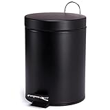 Msv Kosmetikeimer, 3 Liter, Mülleimer Bad, kleiner Abfalleimer mit Deckel, Softclose, herausnehmbarer Inneneimer aus Kunststoff, für Badezimmer, Büro, Stahl, tintenschwarz