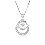Loutade Halskette Damen Silber, 925 Sterling Silber Kreis Halskette mit Anhänger, 45 + 5cm Silberkette mit 2 Kreis Ringen, Halskette Silber 925 Kreis Geschenkidee, Geschenke für Frauen zum Geburtstag