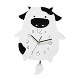Toyvian Lustige Kuh Wanduhr Weiß Cartoon Stille Quarzuhr Große Ziffern Wanddeko Schlafzimmer Küche Geschenk