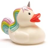 Duckshop I Badeente Einhorn I Quietscheente I L: 10 cm - inkl. Quietscheentchen-Schlüsselanhänger im Set I Geschenk Kinder I Präsent Mädchen I Sammler