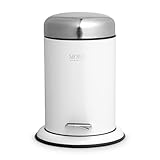 möve Push Treteimer 22 x 29,5 cm aus Edelstahl, snow, Weiß