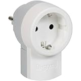 LEGRAND, Schutzkontakt-Stecker mit Steckdose, Doppelfunktionsstecker, Deutscher Standard, 2P + E, 16 A, 230 V, max. 3680 W, mit Kabelanschluss bis 3 x 1.5 mm², Farbe: Weiß/Grau, 050462