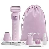 Unibono All-in-One Damenrasierer Elektrisch Kit, Ladyshaver Elektrischer mit LED Licht für Intimbereich, Bikini Rasierer Nass und Trocken, Hell-pink