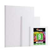 Zenacolor 9er Canvas Set - Leinwand Zum Bemalen in Verschiedenen Größen - 20x20, 20x30 und 30x40-100% Säurefreie Baumwolle - 9 Malkarton für Künstler, Anfänger & Profis