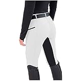 MEILIYA Damen Reitstrumpfhose Kniebesatz Reithose Reithose Reithose Gym Yoga belüftet aktiv Schule Leggings, weiß, L