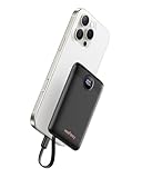 Powerbank Schnellladung PD 22,5 W WeeFancy 10000 mAh Tragbares Ladegerät mit eingebauten Kabeln Kleiner Akku Pack USB C mit 3 Ausgängen & 3 Eingängen Mini Powerbank Kompatibel mit iPhone Samsung