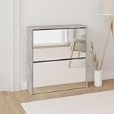 Xichuzi Schuhschrank mit Spiegel 2 Fächer Betongrau 63x17x67 cm, Schuhorganizer, Flurgarderobe, Shoe Cabinet, Schuh Schrank, Flurschrank, Schuhkipper, Schuhaufbewahrung