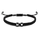 EVEMATE Armband mit Buchstabe und Herz für Freunde und Paare - Initiale A-Z Name - Geflochtenes Freundschaftsarmband für Frauen, Männer und Kinder (M)