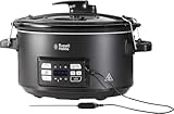 Russell Hobbs Multikocher 3-in-1 [Slow Cooker, Sous Vide, Bräter + Kerntemperatursensor] schwerer 6,5l Keramik-Gartopf für opt. Temperaturverteilung (digitales Display/Timer,Temperaturanzeige)25630-56