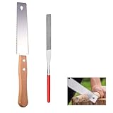 Xiciki Japansäge Holzsäge, 2-in-1 Set mit Doppelseitiger Zugsäge und Diamant-Flachfeile, Kleine Handsägen, Japansägen Gehrungssäge für Handwerk, PVC-Rohr schneiden, Bambus, Holz, DIY